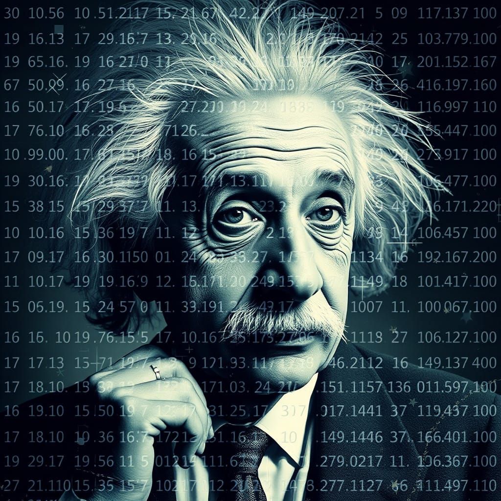 Einstein Lost in Binary Code Dreamscape