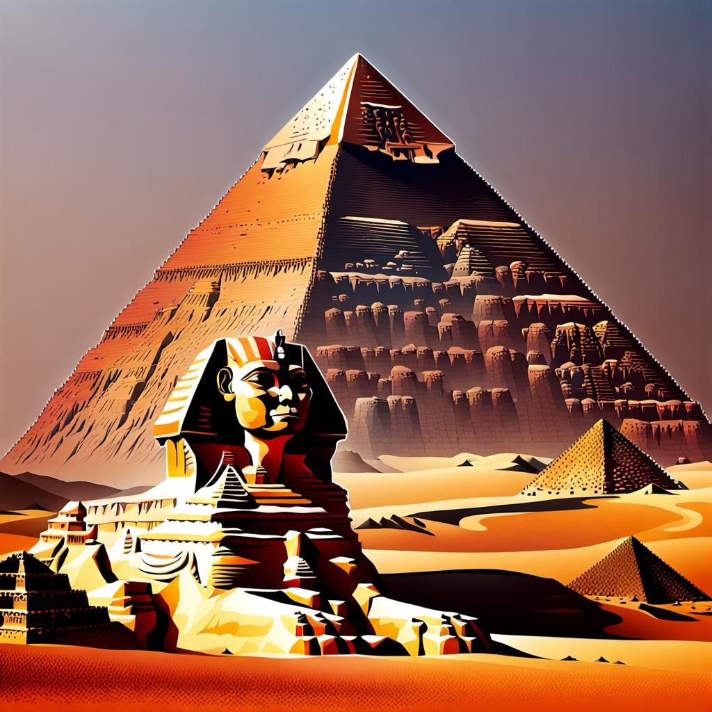 Egyptian pyramids and sphinx