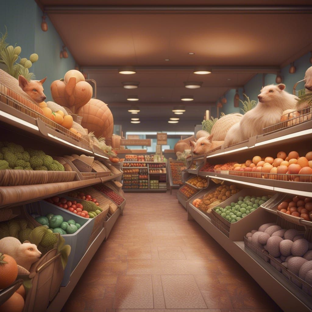 Animals hidden supermarket