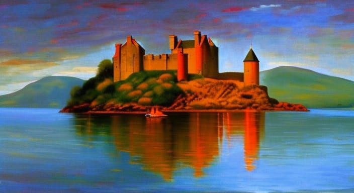 Medieval Eilean Donan Castle At Sunrise (Impressionism) #14