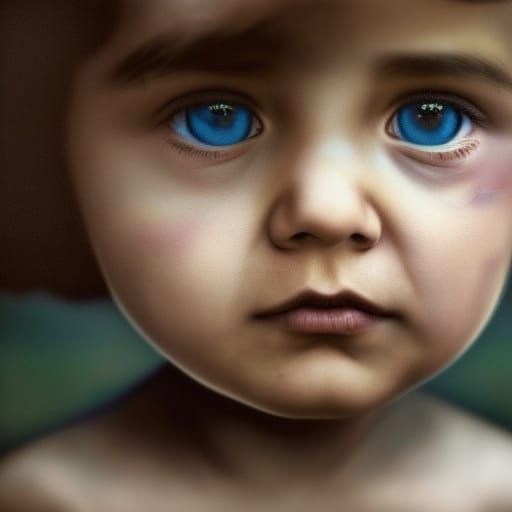 close up Photo coloured of a childreen in the style Lee Jeff...