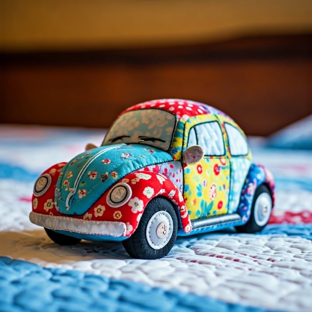 A quilted "VW beetle" cotton-plush-car  by @axelb
