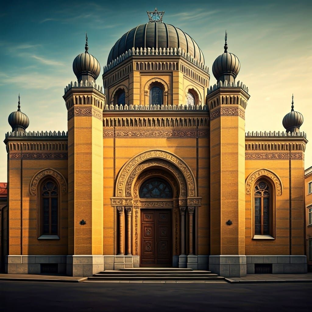 Vizhnitz Synagogue Exterior in Romanticist Style