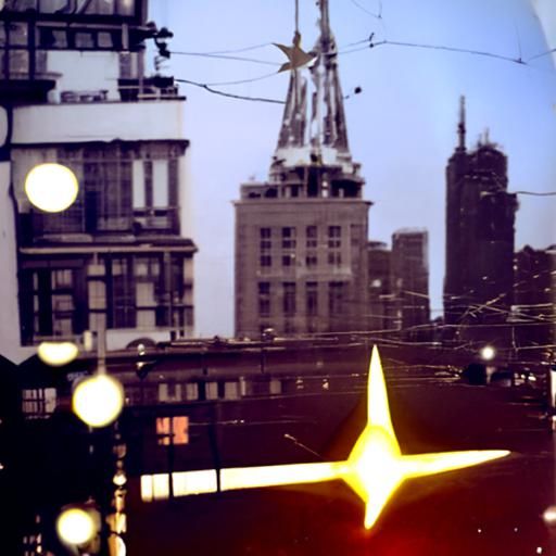 Vintage star shining over a city