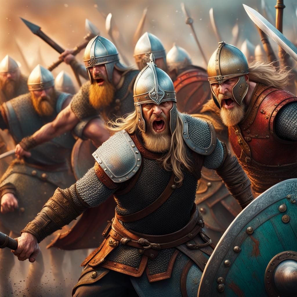 Vikings in battle with saxons - AI Generated Artwork - NightCafe Creator