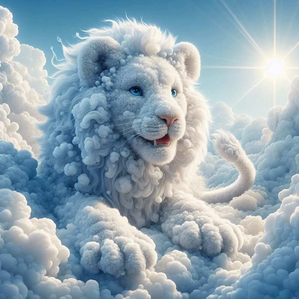 A Cute Lion made of Cloud