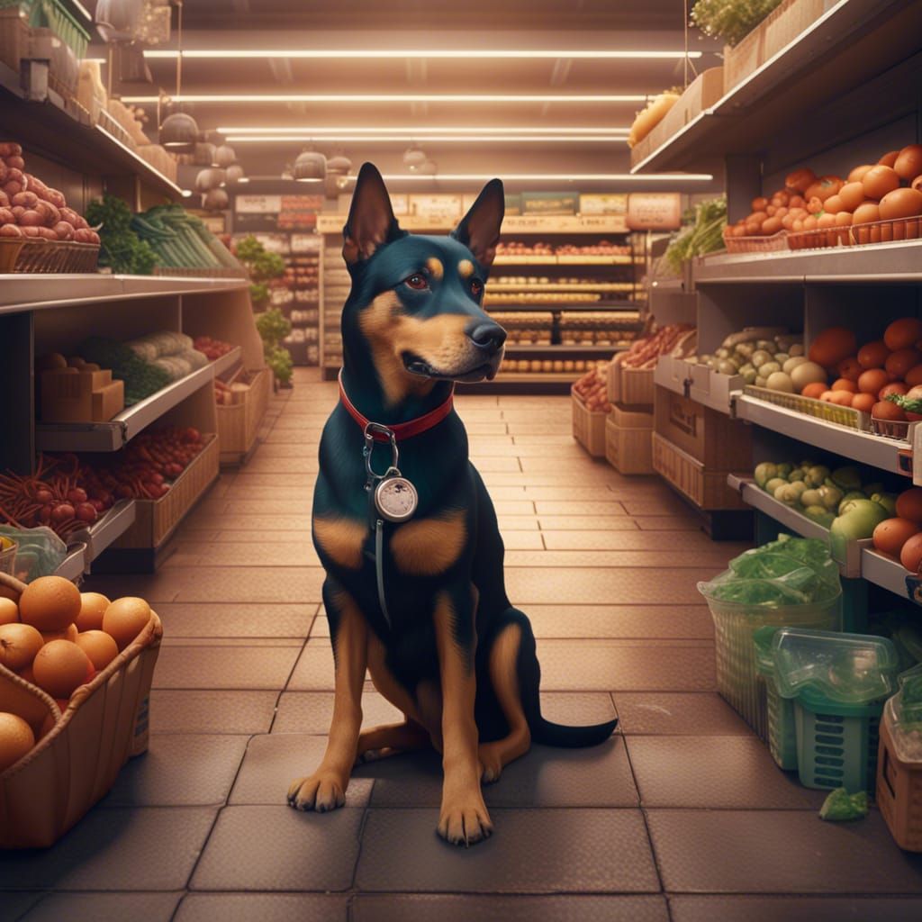 Dog employment in supermarket AI Generated Artwork NightCafe Creator