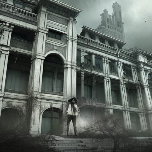 Ghost outside a haunted hospital