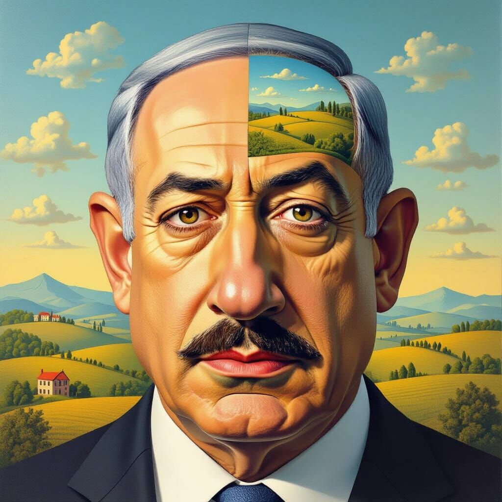 Surreal Face Integrated with Serene Landscape