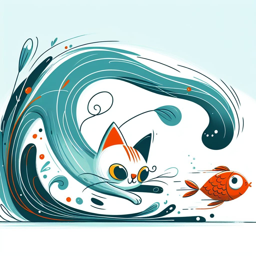 Splashcat chasing a fish  by @Z