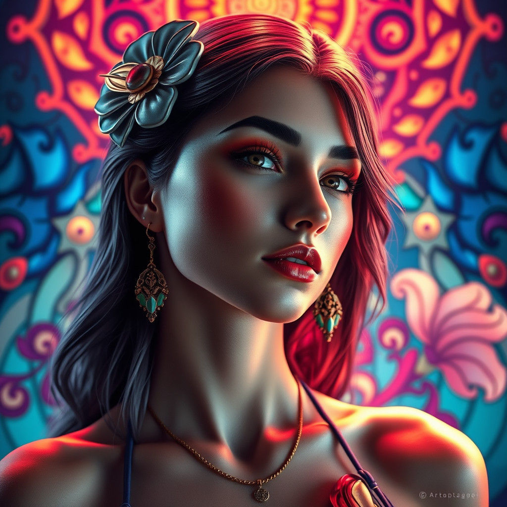 Woman's Portrait with Art Nouveau and Digital Art Elements