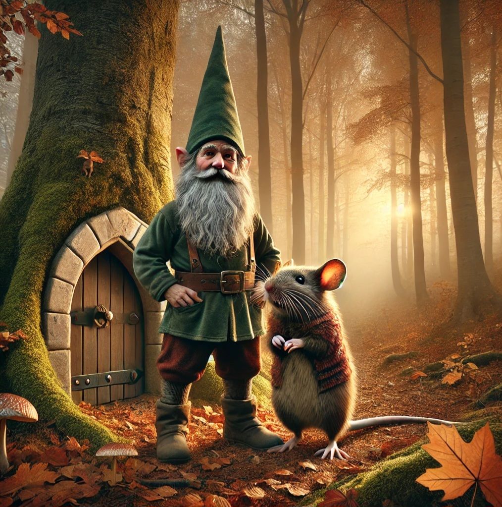 Forest Gnome with Mouse Friend