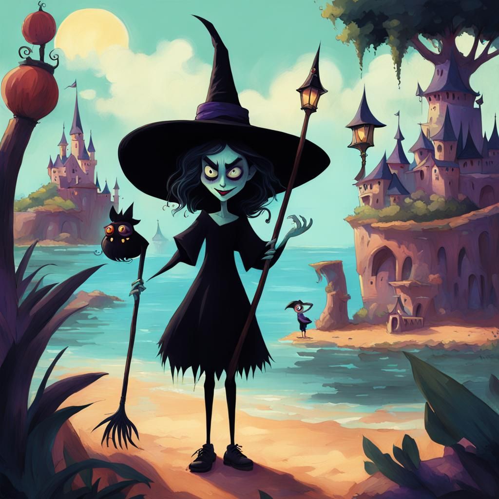 Dark Sinister Fantasy Witch on Vacation// Disney, Pixar, Tim...