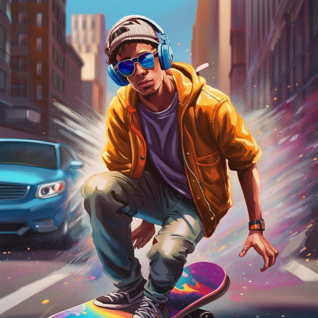 On the skateboard