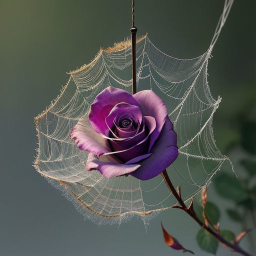  A spider spinning a web into the form of a rose. 