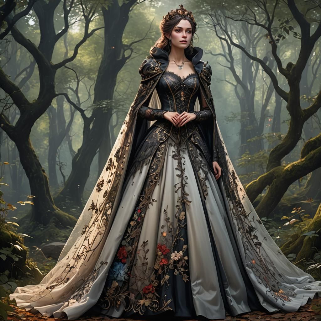 Gothic Fairy Tale Ball Gown in Art Nouveau Style