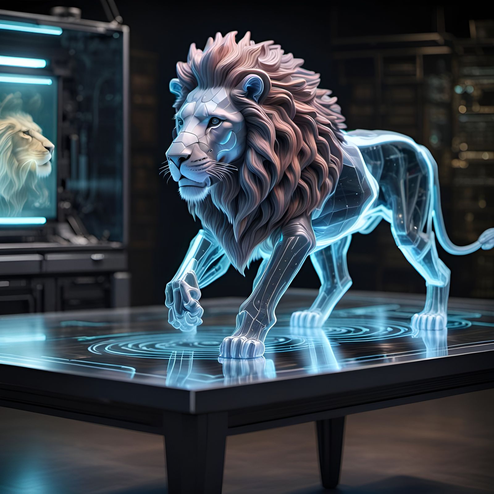 Download Lion Hologram 3D Illustration 3D Object Royalty-Free Stock  Illustration Image - Pixabay