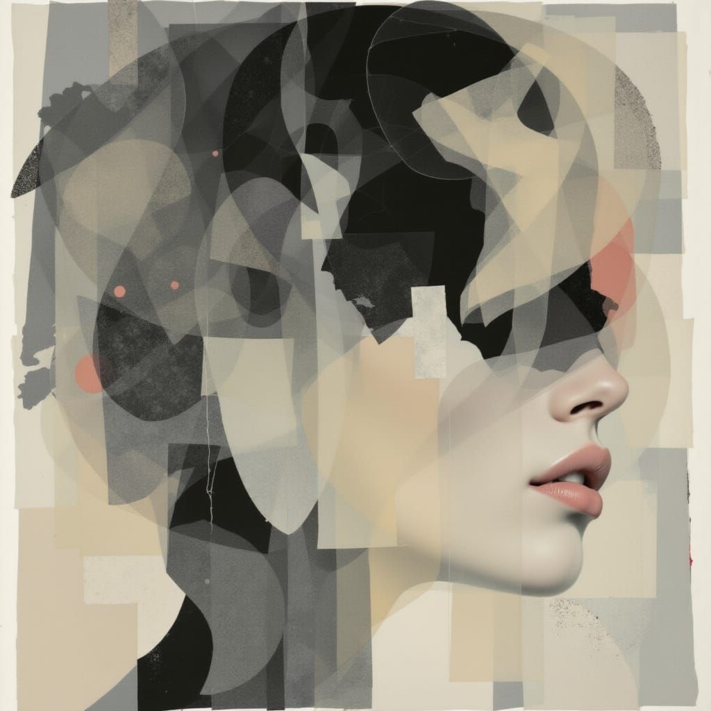 Introspective Veiled Collage: Eileen Agar's use of translucent materials like vellum, acetate, and sheer fabrics layered over more opaque pa...