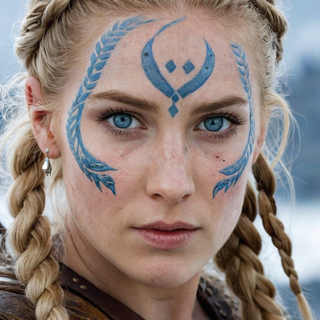 A Nordic shieldmaiden with braided hair