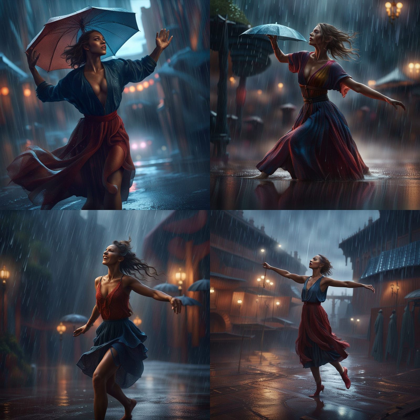 a woman dancing in the rain