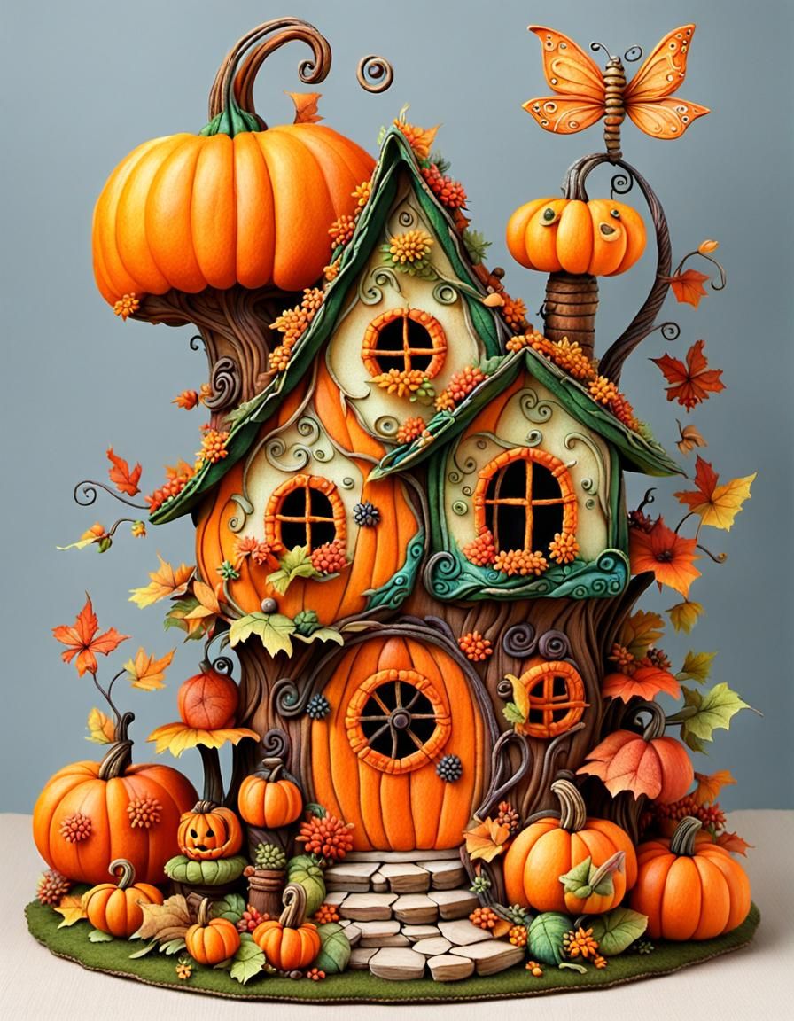 Pumpkin fairy house