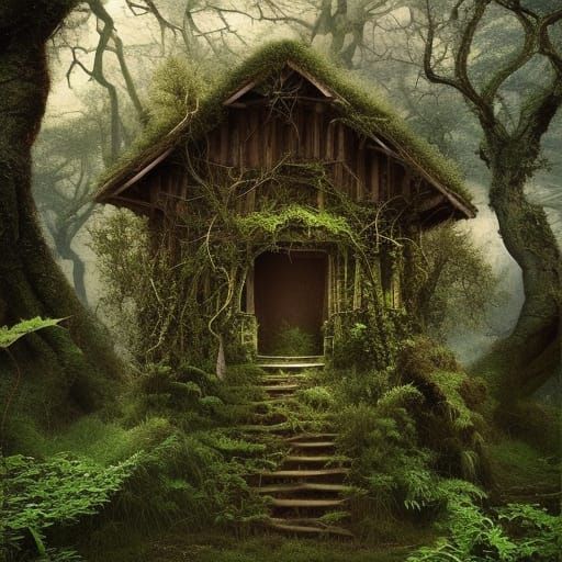 overgrown hut - AI Generated Artwork - NightCafe Creator