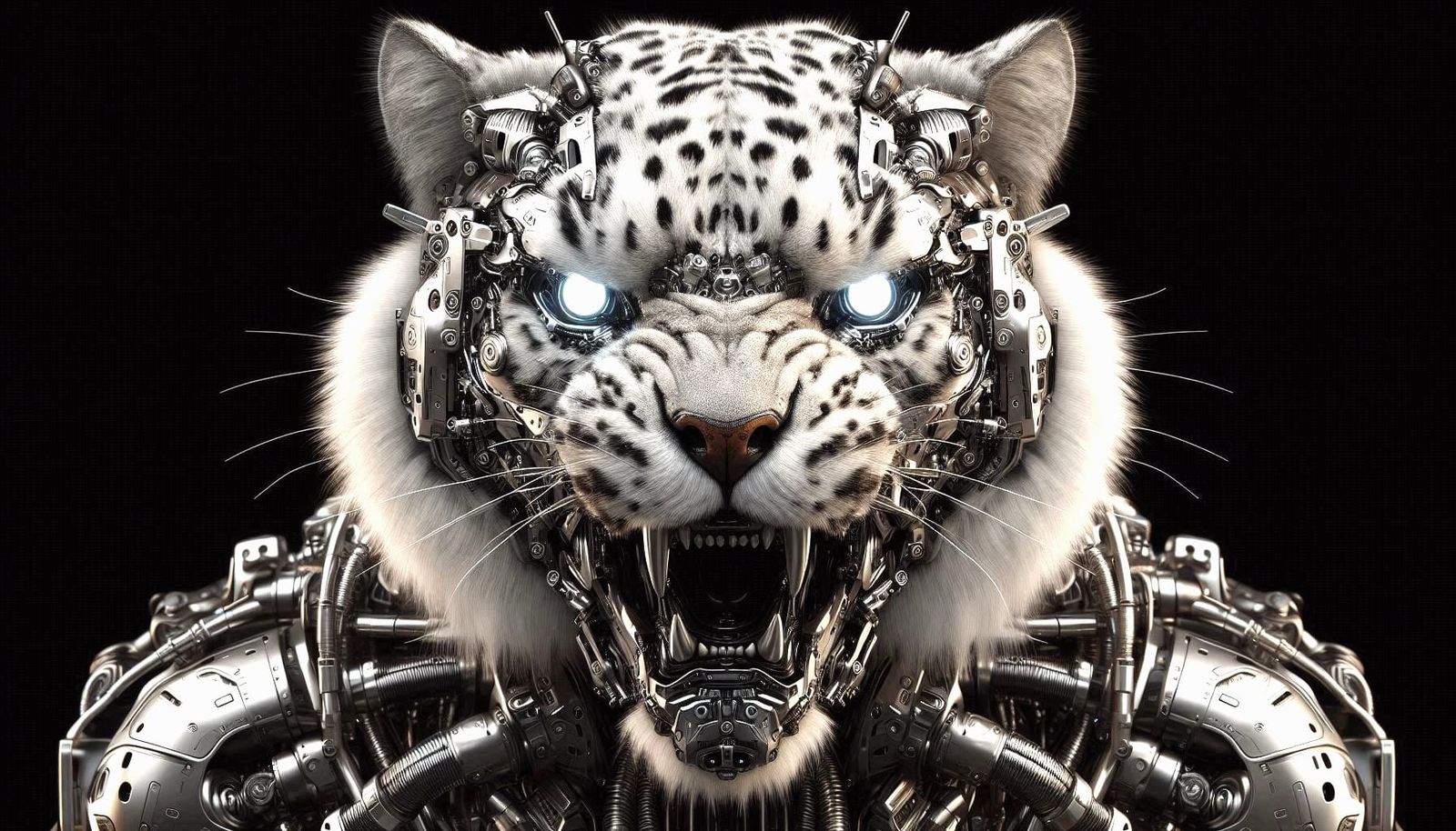 Angry Snow Leopard Cyborg