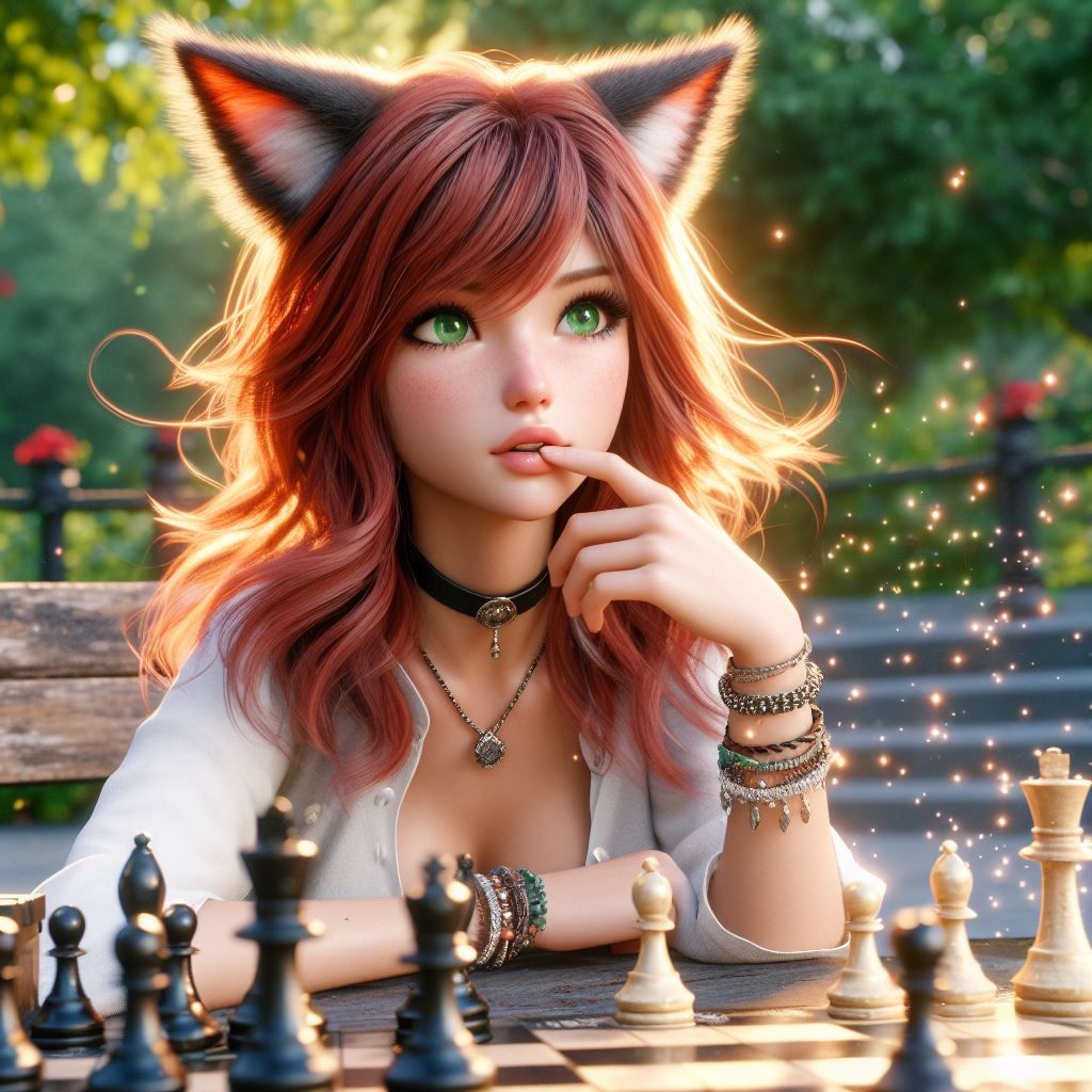 Cutie pie playing chess