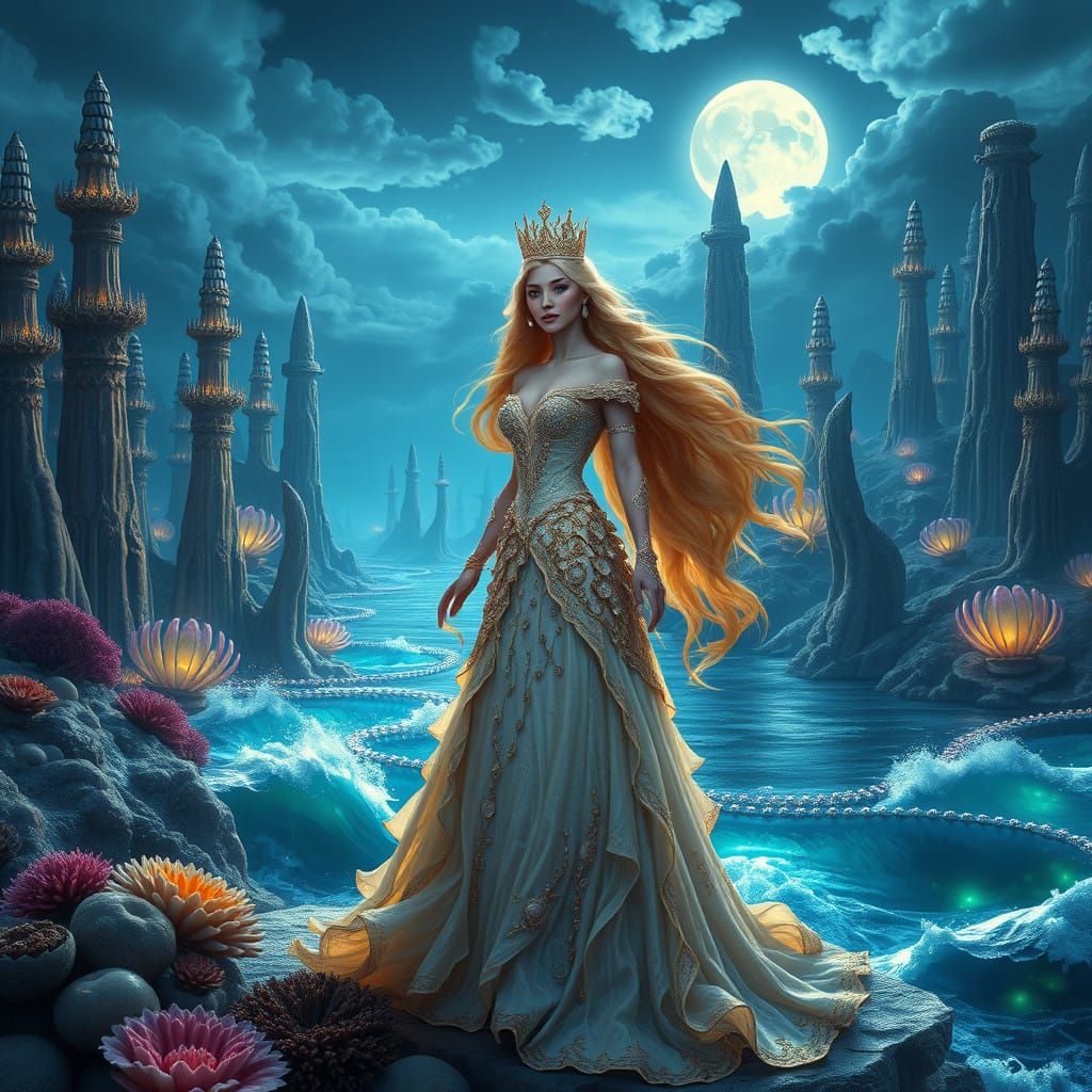 Ethereal Princess Illuminates Dreamlike Oceanic Realm