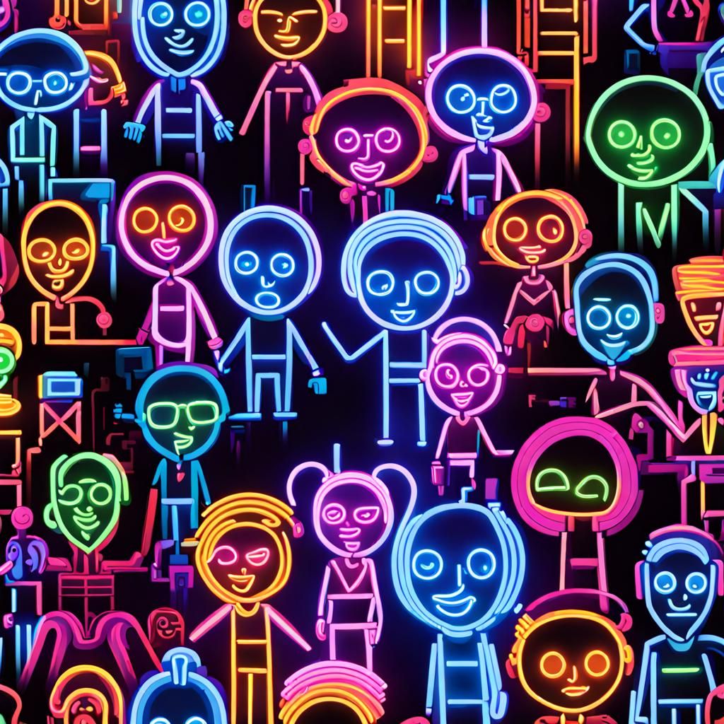 Neon People - AI Generated Artwork - NightCafe Creator