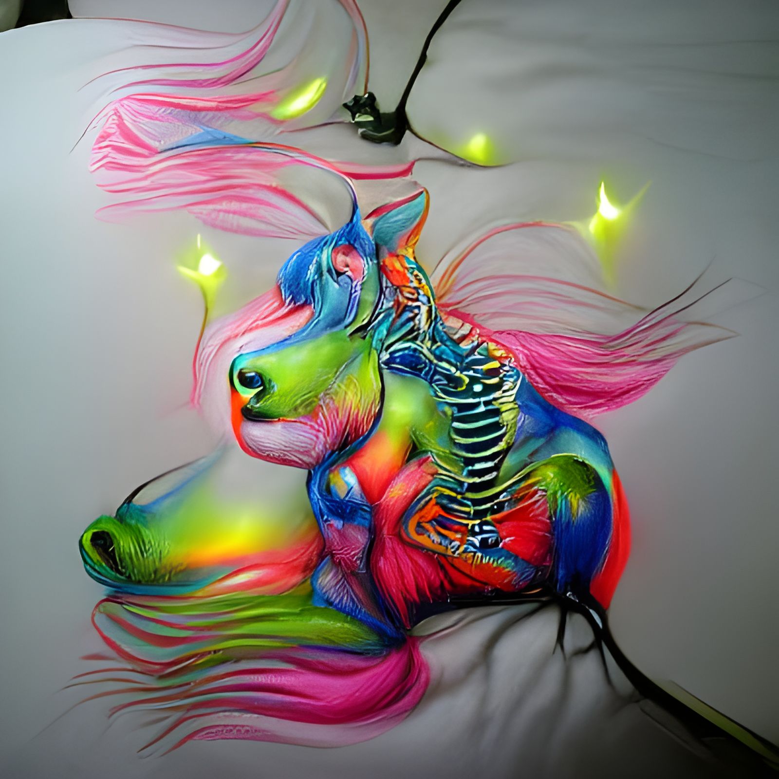 A beautiful hyperrealism colourful ink drawing glowing neon ...