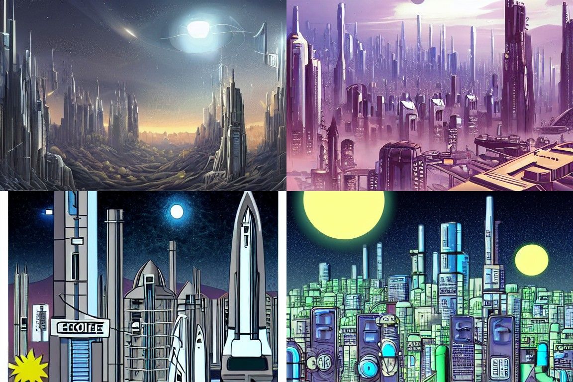 Sci-fi city in the style of Incoherents