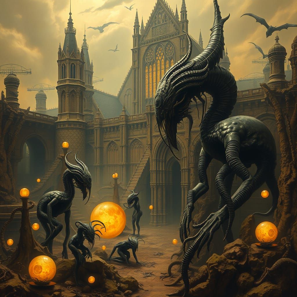 Beksiński-Inspired Gothic Nightmare Scene