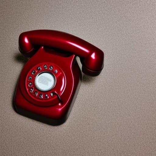red phone and silver vintage rotary dial phone Metallic  col...
