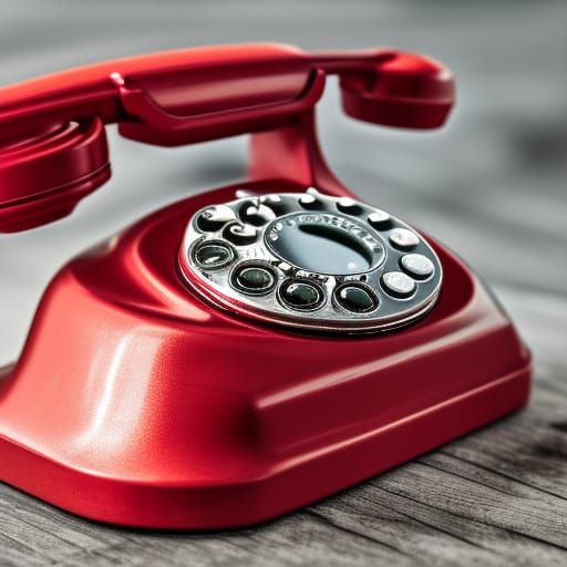 red phone and silver vintage rotary dial phone Metallic  col...