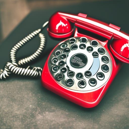 red phone and silver vintage rotary dial phone Metallic  col...