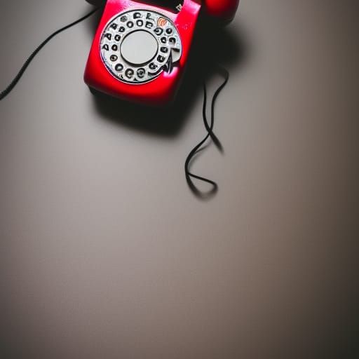 red phone and silver vintage rotary dial phone Metallic  col...