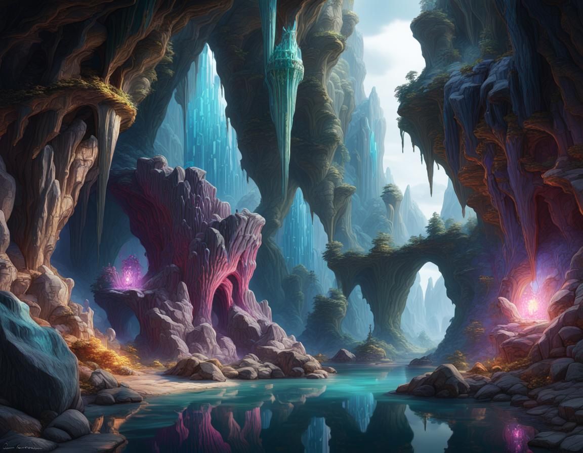 Crystal Caves - AI Generated Artwork - NightCafe Creator