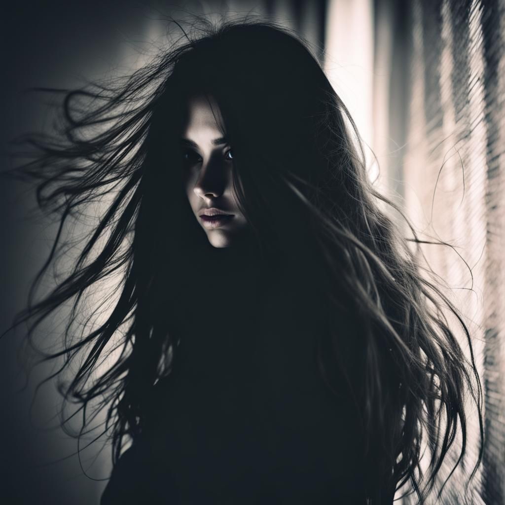 Mysterious hacker girl hiding in the shadows