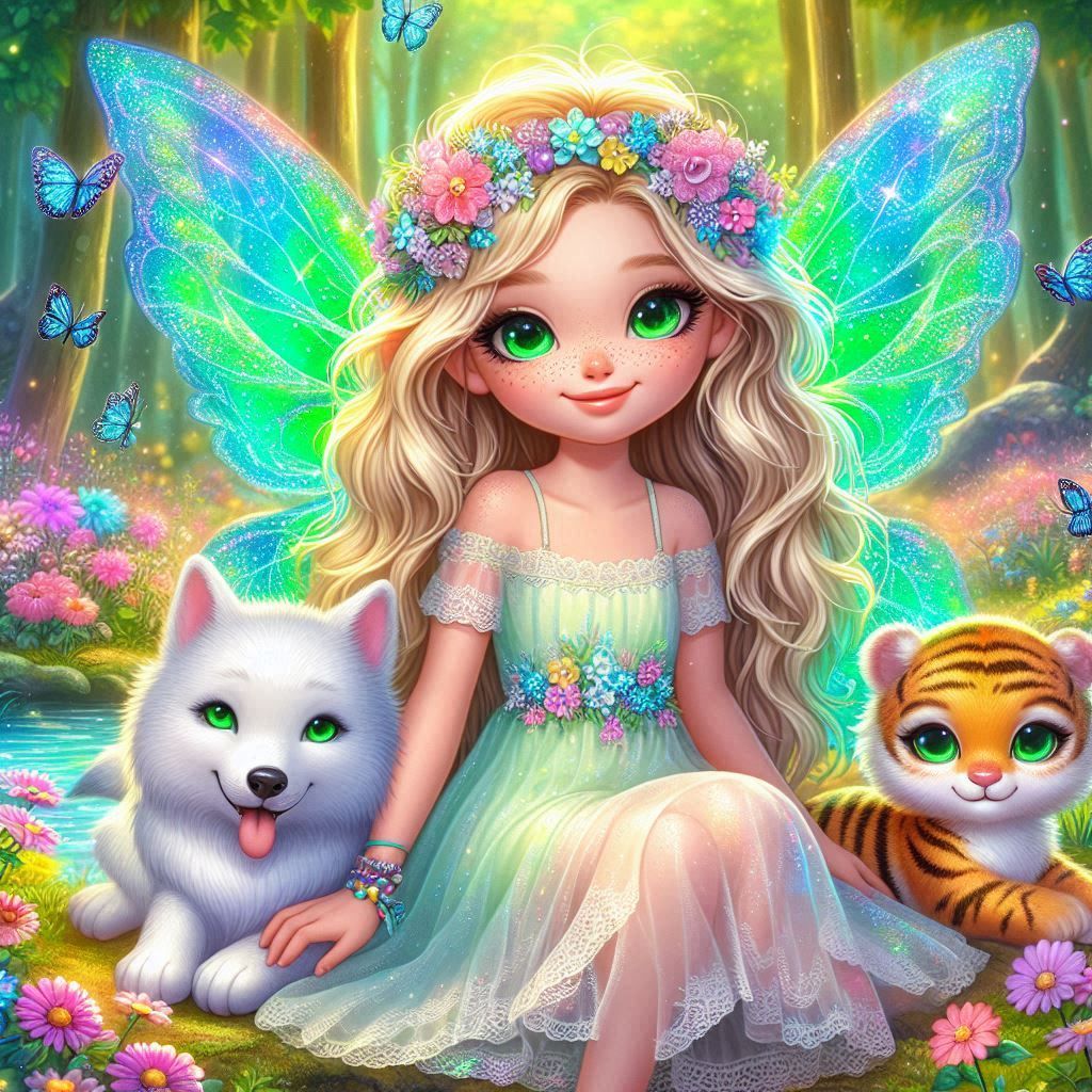 Wolfie, Aurora and Wilson in an Enchanted Forest