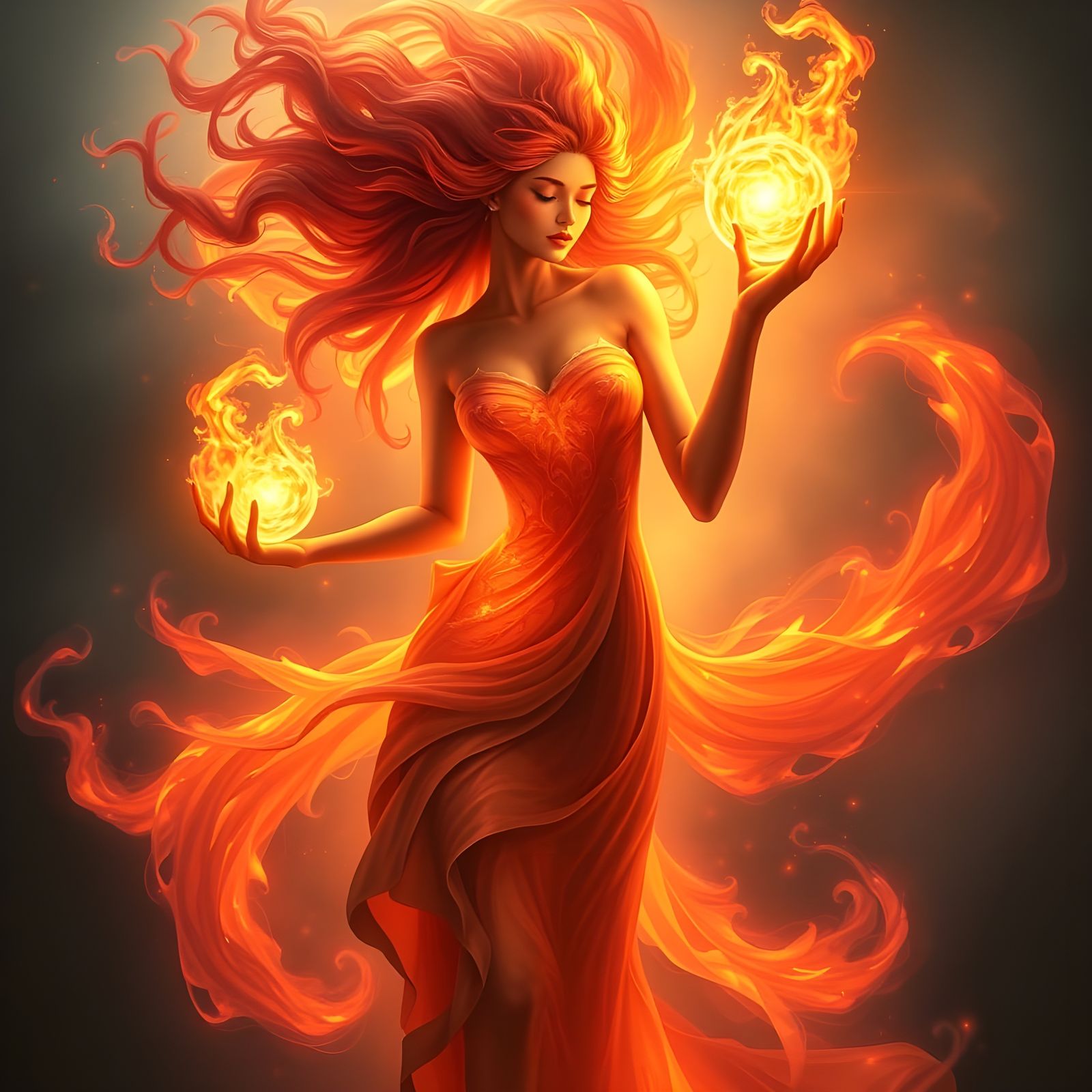 Queen of flame mages  by @Komondor