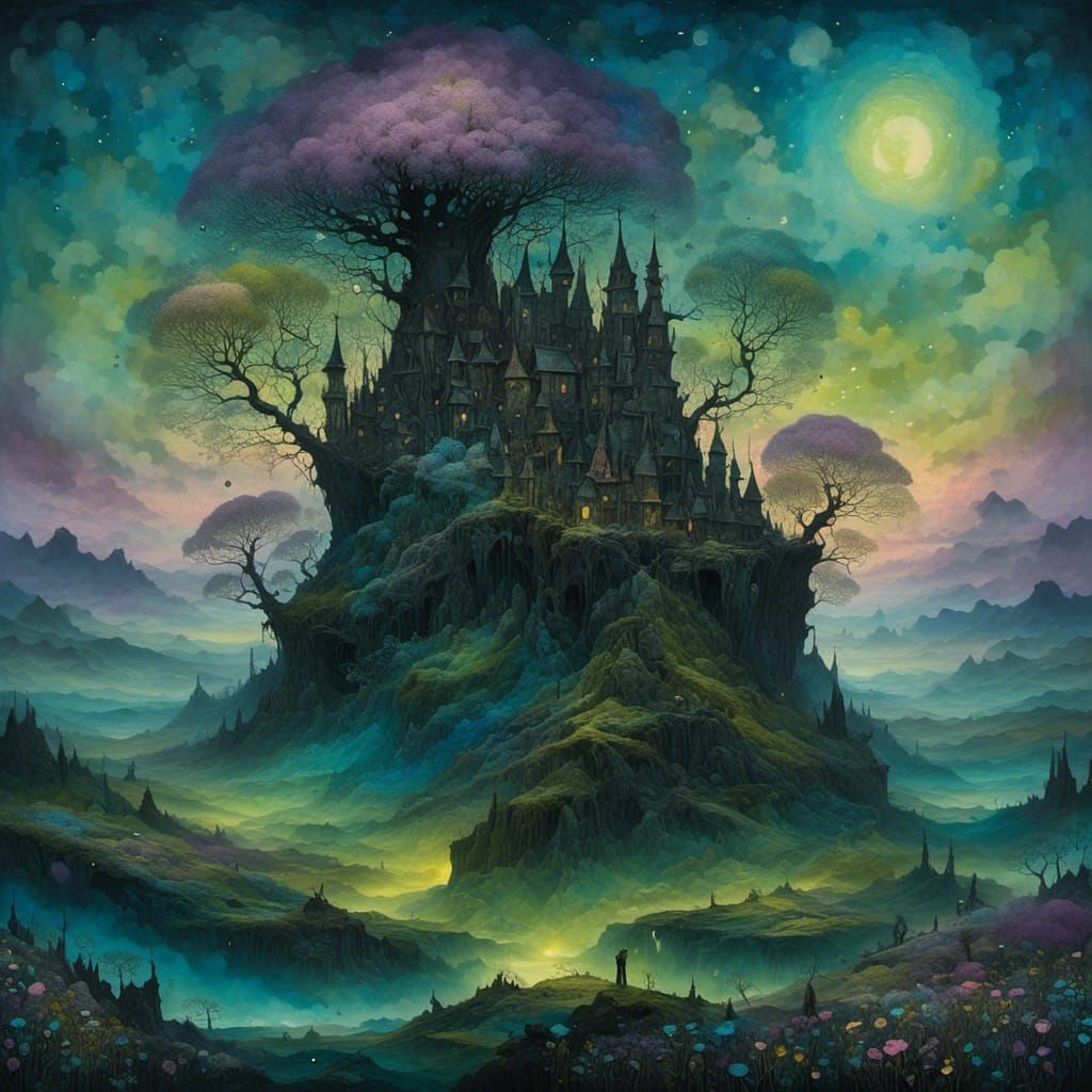 <lora:GrimKey:1.0> 32k resolution hyperdetailed hyperintricate gaming world, expansive illustration image of a beautiful spring twilight wit...