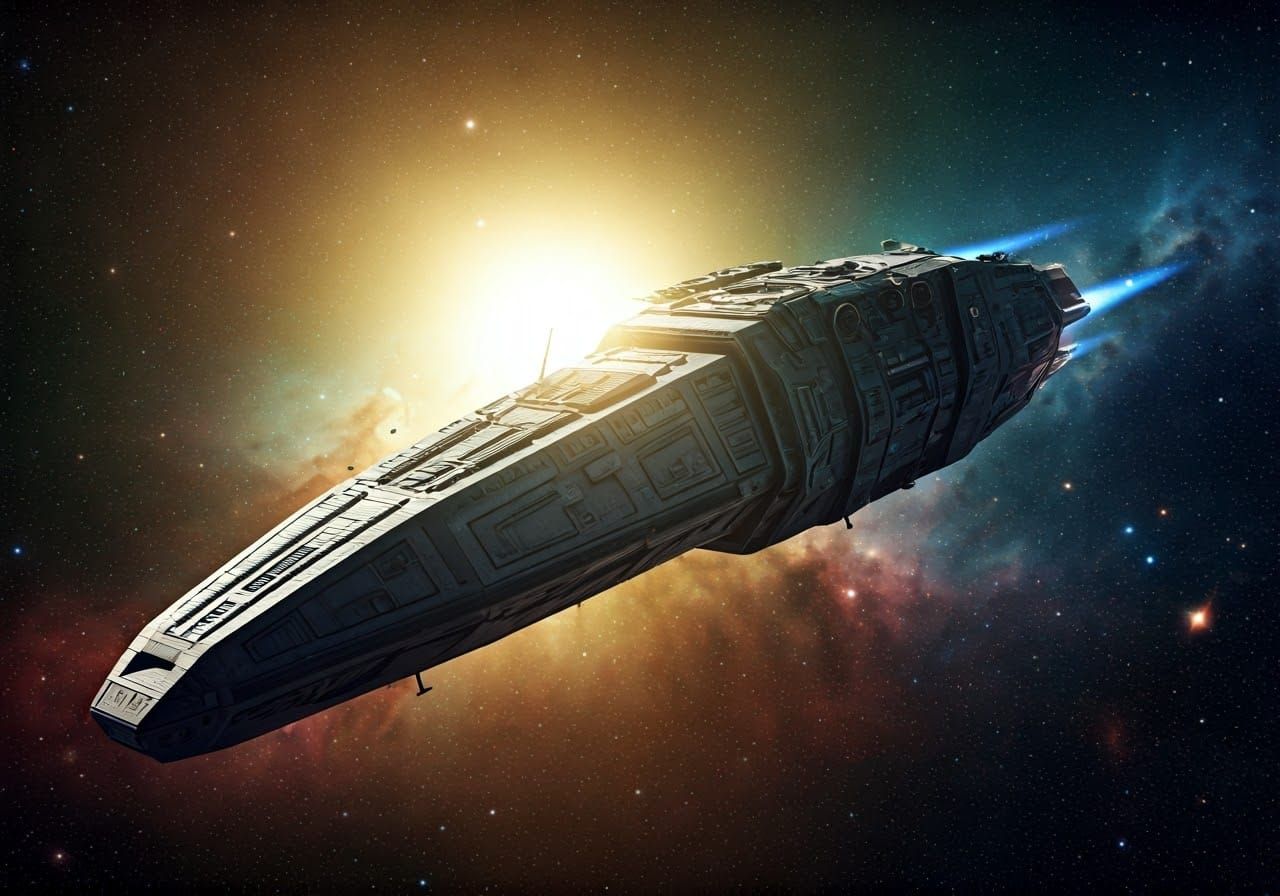 Sleek Futuristic Spaceship Blends with Vibrant Galaxies and ...