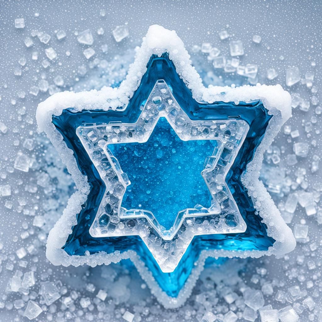Icy Light Blue Star of David Sculpture