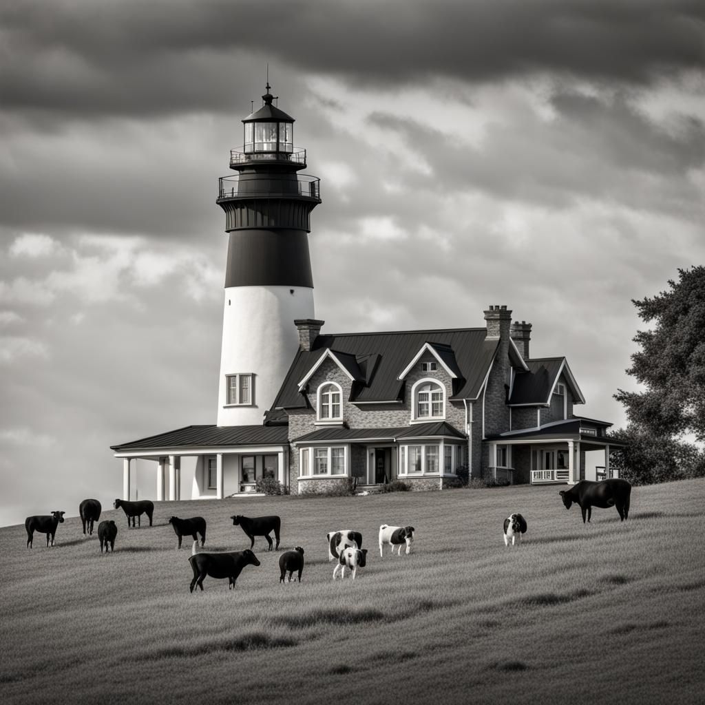 Farm Life - Black and White - AI Generated Artwork - NightCafe Creator