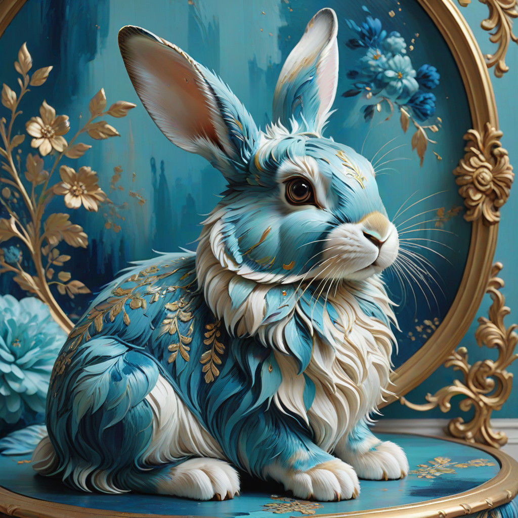 fluffy cerulean rabbit  by @SAUCED IMPROV 
