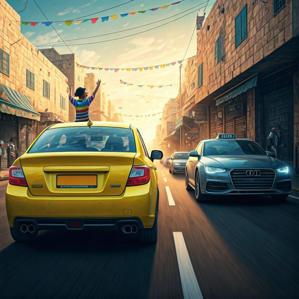 Vibrant Israeli Street Scene in Full Color