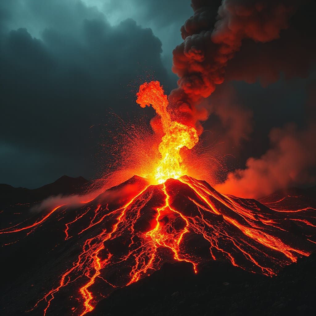 Volcano Eruption in a Dramatic Landscape Style