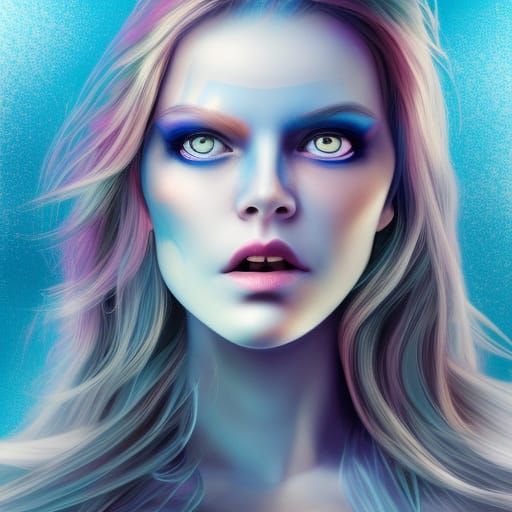 Bright Ghostly Woman With Blue Eyes - Ai Generated Artwork - Nightcafe 