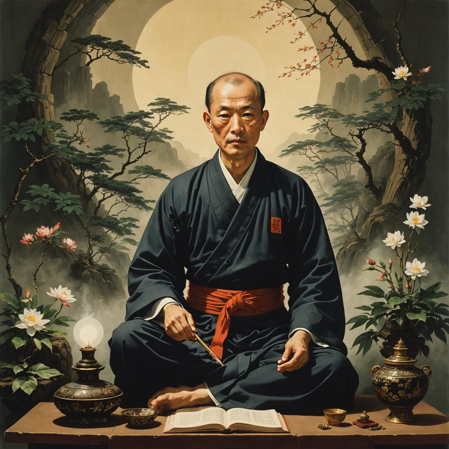 Surrealist Depiction of Spiritual Illumination in a Dreamlik...